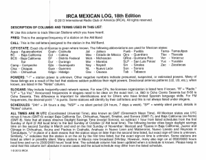 IRCA MEXICAN LOG, 18th Edition