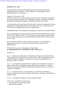DECRETO No. 1.632 REGLAMENTO TÉCNICO DEL MERCOSUR