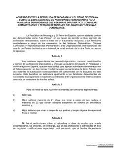 Acuerdo recíproco entre Nicaragua y España, sobre el Libre