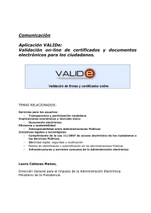 Comunicación Aplicación VALIDe: Validación on