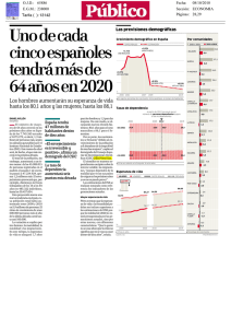Uno de cada cinco españoles tendrá más de 64 años en 2020
