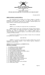 Orden General 40-2013 - Ministerio de Defensa de República