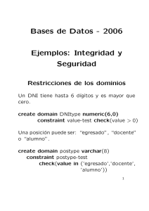 Bases de Datos - 2006 Ejemplos: Integridad y Seguridad