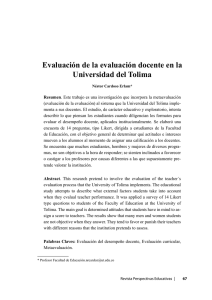 Evaluación de la evaluación docente en la Universidad del Tolima
