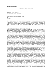 REGISTRO OFICIAL REPUBLICA DEL ECUADOR Juicio No: 17711