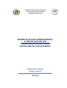Informe de gestión correspondiente al mes de julio 2015
