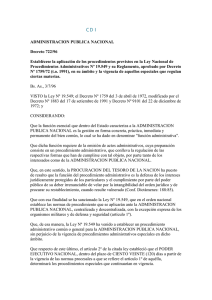 ADMINISTRACION PUBLICA NACIONAL Decreto 722/96