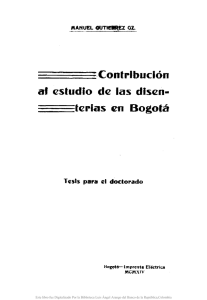 Contribución al estudio de las disenterías en Bogotá