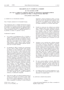 Reglamento (CE) no 1135/2009 de la Comisión, de 25 de