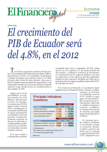 El crecimiento del PIB de Ecuador será del 4.8%, en