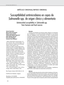 Susceptibilidad antimicrobiana en cepas de Salmonella spp. de