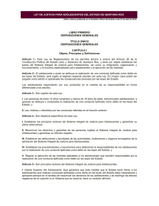 Ley de Justicia para Adolescentes del Estado de Quintana Roo.