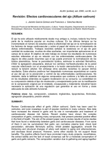Revisión: Efectos cardiovasculares del ajo (Allium sativum)