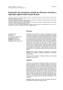Evaluación del crecimiento micelial de Pleurotus ostreatus y