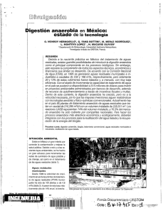 Digestion anaerobia en Mexico : estado de la tecnologia