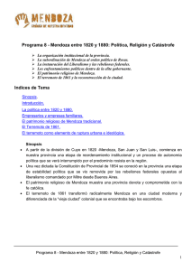 Programa 8 – Mendoza entre 1820 y 1880