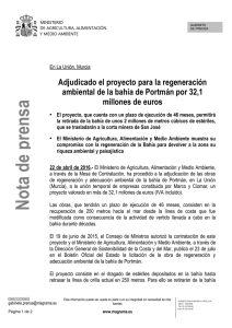 160422 Adjudicación proyecto regeneración bahía Portmán, Murcia