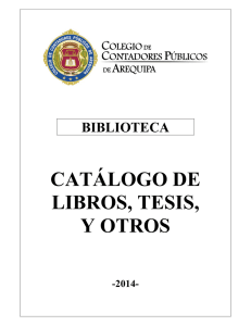 catálogo de libros, tesis, y otros - Colegio de Contadores Públicos