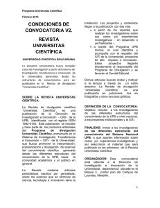 Condiciones Convocatoria Universitas Científica 20132