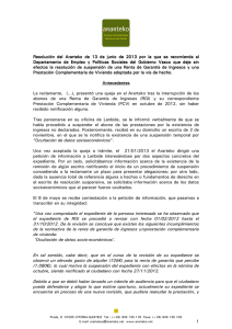 Resolución del Ararteko, de 13 de Junio de 2013