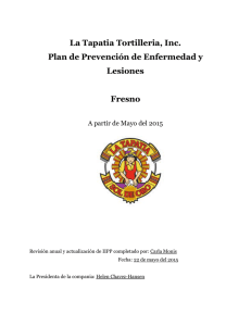 La Tapatia Tortilleria, Inc. Plan de Prevención de Enfermedad y