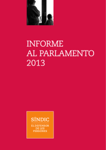 informe al parlamento 2013 - Síndic de Greuges de Catalunya
