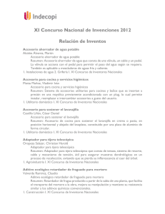XI Concurso Nacional de Invenciones 2012 Relación de