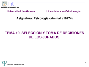 TEMA 10. SELECCIÓN Y TOMA DE DECISIONES DE LOS JURADOS