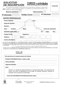 Solicitud Inscripción al curso - Complejo Deportivo Municipal