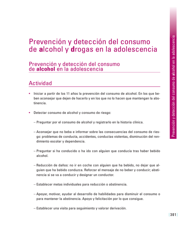 Prevención y detección del consumo de alcohol y drogas en la