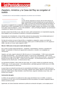 Zapatero, ministros y la Casa del Rey se congelan el sueldo