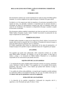 REGLAS DE JUEGO DE FÚTBOL GAÉLICO FEMENINO (VERSIÓN