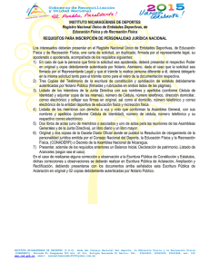 INSTITUTO NICARAGÜENSE DE DEPORTES Registro Nacional