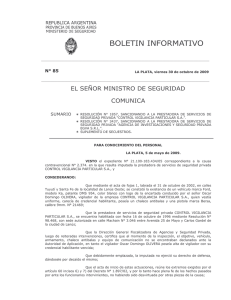 N° 85 - Ministerio de Seguridad Provincia de Buenos Aires