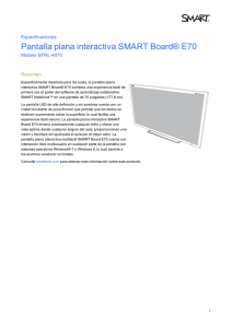 Especificaciones Pantalla plana interactiva SMART Board® E70