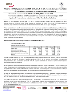 CMR REPORTA RESULTADOS Y EVENTOS RELEVANTES DE 2007