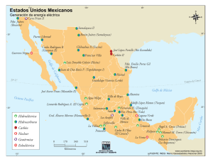 Mapa de Estados Unidos Mexicanos. Generación de energía eléctrica