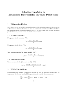 Solución Numérica de Ecuaciones Diferenciales Parciales