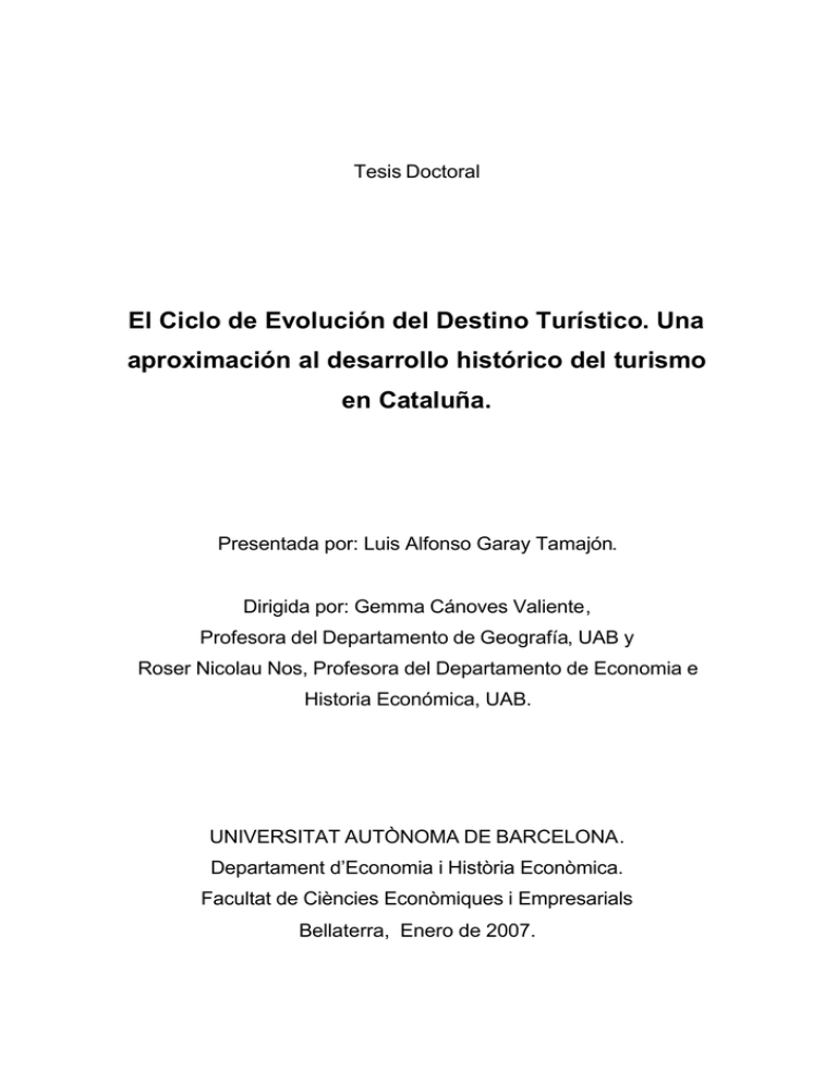 El Ciclo de Evolución del Destino Turístico