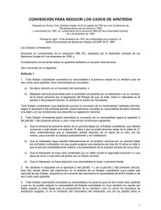 convención para reducir los casos de apatridia