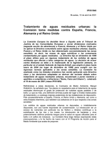 Tratamiento de aguas residuales urbanas: la Comisión