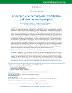 Conceptos de hemostasia, trombofilia y síndrome