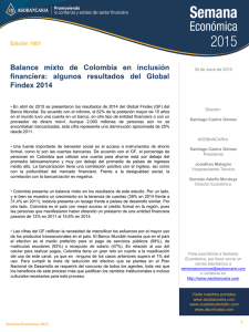 Balance mixto de Colombia en inclusión financiera