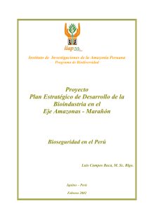 Proyecto Plan Estratégico de Desarrollo de la Bioindustria en