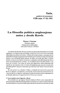 Taula, La filosofía política anglosajona antes y desde Rawls