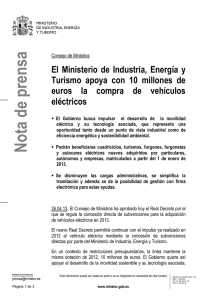 El Ministerio de Industria, Energía y Turismo apoya con 10 millones