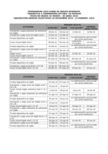cronograma 2016 curso de inglés intensivo