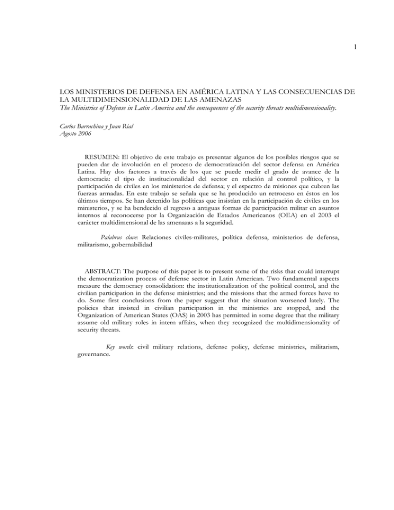 Los Ministerios de Defensa en América Latina y las
