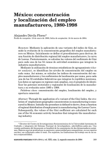 México: concentración y localización del empleo manufacturero