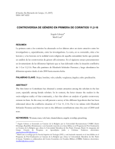 CONTROVERSIA DE GÉNERO EN PRIMERA DE CORINTIOS 11,2-16